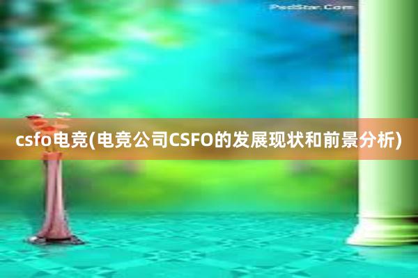 csfo电竞(电竞公司CSFO的发展现状和前景分析)