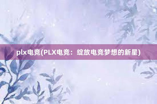 plx电竞(PLX电竞：绽放电竞梦想的新星)