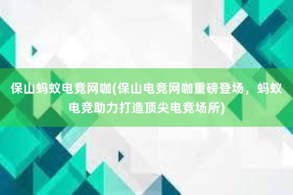 保山蚂蚁电竞网咖(保山电竞网咖重磅登场，蚂蚁电竞助力打造顶尖电竞场所)