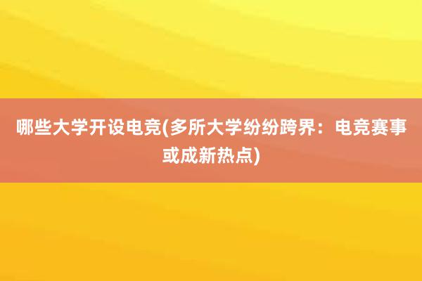 哪些大学开设电竞(多所大学纷纷跨界：电竞赛事或成新热点)