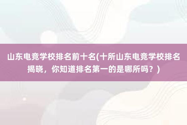 山东电竞学校排名前十名(十所山东电竞学校排名揭晓，你知道排名第一的是哪所吗？)