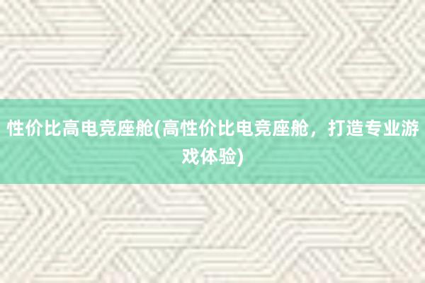 性价比高电竞座舱(高性价比电竞座舱，打造专业游戏体验)