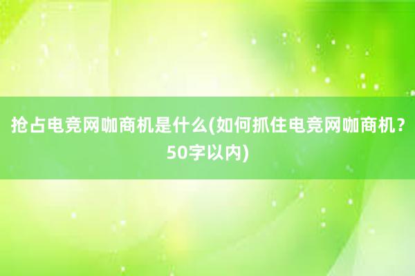 抢占电竞网咖商机是什么(如何抓住电竞网咖商机？50字以内)