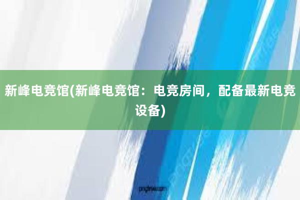 新峰电竞馆(新峰电竞馆：电竞房间，配备最新电竞设备)