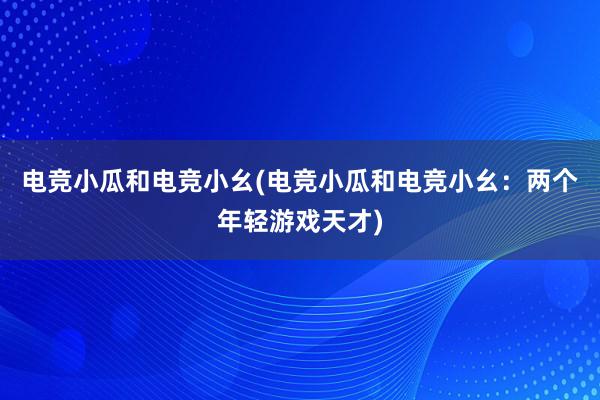 电竞小瓜和电竞小幺(电竞小瓜和电竞小幺：两个年轻游戏天才)