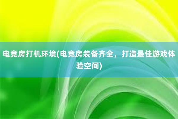 电竞房打机环境(电竞房装备齐全，打造最佳游戏体验空间)