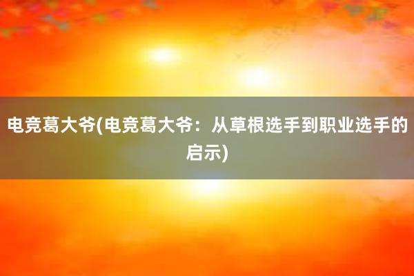 电竞葛大爷(电竞葛大爷：从草根选手到职业选手的启示)