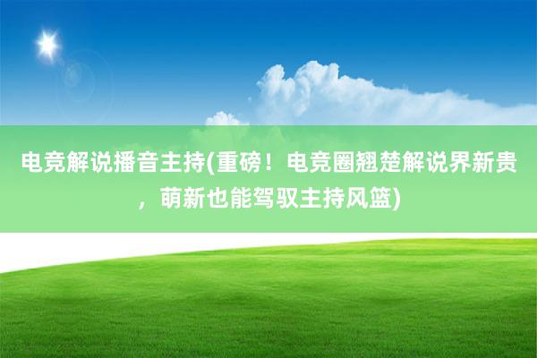 电竞解说播音主持(重磅！电竞圈翘楚解说界新贵，萌新也能驾驭主持风篮)