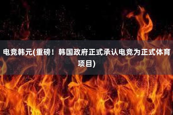 电竞韩元(重磅！韩国政府正式承认电竞为正式体育项目)