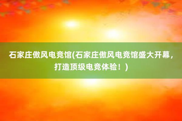 石家庄傲风电竞馆(石家庄傲风电竞馆盛大开幕，打造顶级电竞体验！)