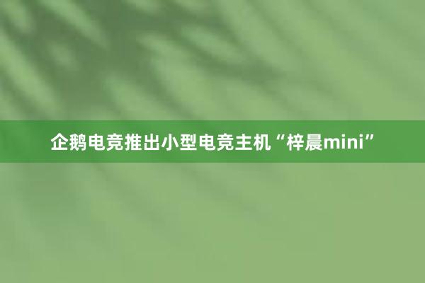 企鹅电竞推出小型电竞主机“梓晨mini”