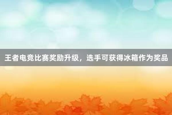 王者电竞比赛奖励升级，选手可获得冰箱作为奖品